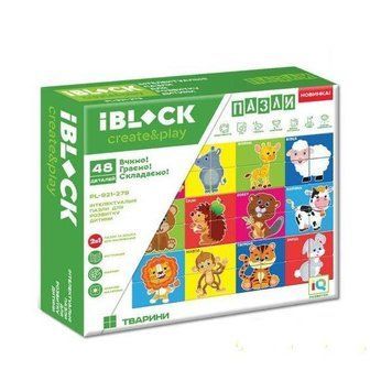Пазлы для детей 2в1 Доска для рисования Животные IBLOCK 48 деталей (PL-921-279) 35531 фото