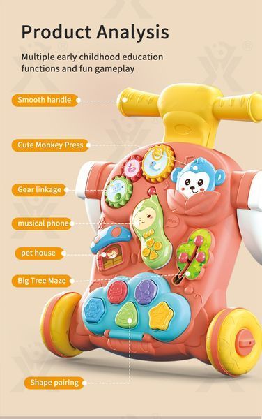 Каталка ходунки для дітей 2 в 1 Ігровий центр Baby Music Walker Бежевий 32100 фото