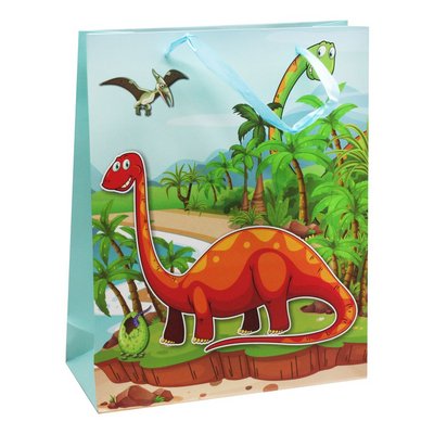 Подарунковий пакет Динозаври Помаранчевий 32 x 26 21074 фото