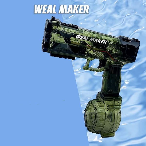 Водный пистолет электрический на аккумуляторе с прозрачным корпусом Water Gun Зеленый 40598 фото