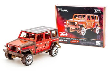 Дерев'яний конструктор 3d Джип Wrangler PuzzleOk 162 деталі 30330 фото