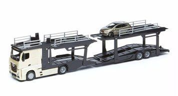 Игрушечный трейлер Автовоз Mercedes-Benz Actros с машинкой VW Polo GTI Mark 5 Burago 31188 фото