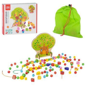 Дерев'яна шнурівка Дерево "4FUN Game Club wood" 102 елементи 24824 фото