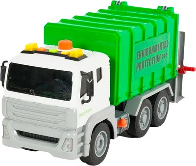 Машина сміттєвоз вантажівка спецтехніка з повітряною помпою (світло, звук) Зелений 10672 фото