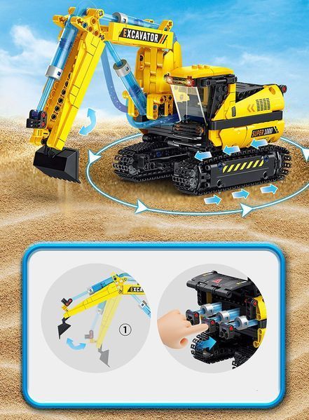 Конструктор машинка Спецтехніка Екскаватор Гідравлічний механізм Hydraulic systems 554 деталі 36237 фото