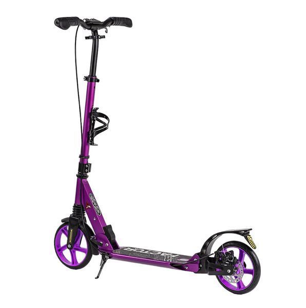 Складной самокат двухколесный с ручным дисковым тормозом и подножкой Best Scooter Factor Фиолетовый 26159 фото