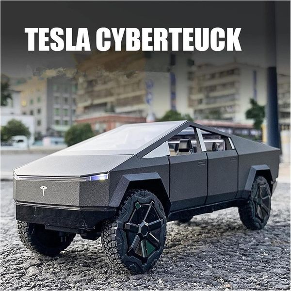 Машинка металева дитяча Tesla Cybertruck Автопром Темно-сірий 30833 фото