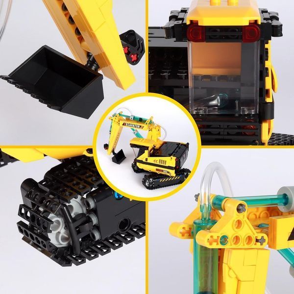 Конструктор машинка Спецтехніка Екскаватор Гідравлічний механізм Hydraulic systems 554 деталі 36237 фото