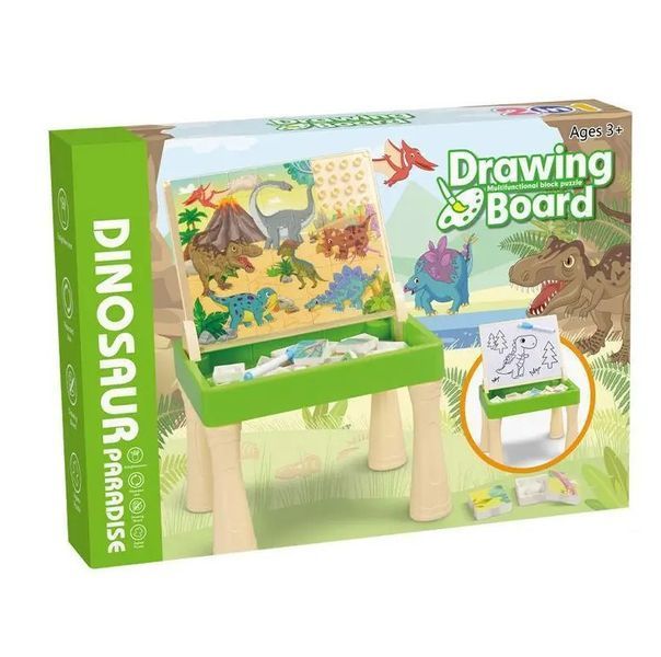 Дитячий ігровий Столик 2 в 1 Пазл Дошка для малювання Drawing Board Динозаври 30477 фото