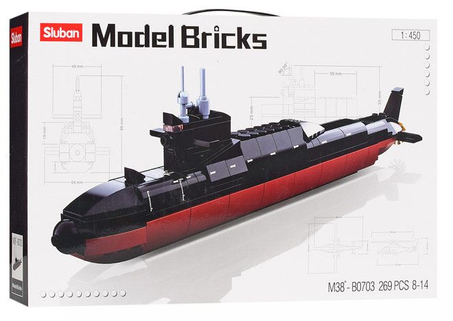 Конструктор военный Подводная лодка Sluban Model Bricks 227 деталей 30354 фото