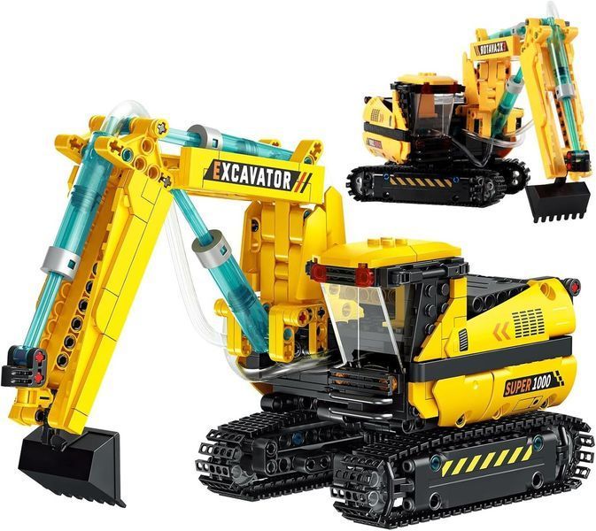Конструктор машинка Спецтехніка Екскаватор Гідравлічний механізм Hydraulic systems 554 деталі 36237 фото