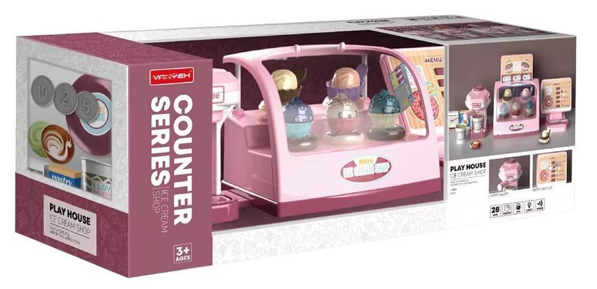 Игровой набор Кафе Ice Cream Shop с кофемашиной 28 элементов Розовый 35930 фото