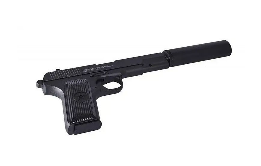 Игрушечный пистолет на пульках металлический c глушителем G33A ТТ Черный 26577 фото