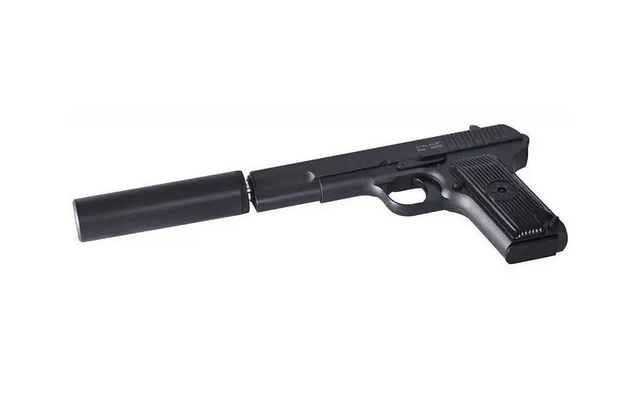 Игрушечный пистолет на пульках металлический c глушителем G33A ТТ Черный 26577 фото