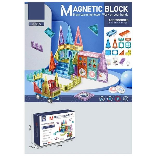 Дитячий магнітний конструктор Magnetic Block Зоопарк 82 деталі 35184 фото