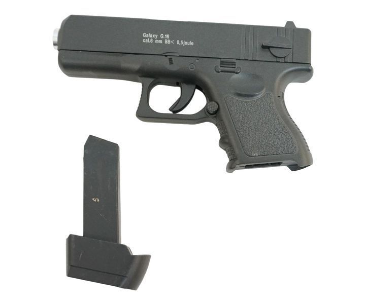 Игрушечный&nbsp;пистолет&nbsp;на пульках металлический G16 Galaxy Glock 17 mini Черный 23843 фото