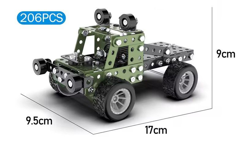 Металлический конструктор для детей с отверткой Внедорожник 206 деталей 34455 фото