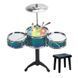 Дитяча барабанна установка зі стільцем на батарейках Jazz Drum Зелений 33018 фото 1