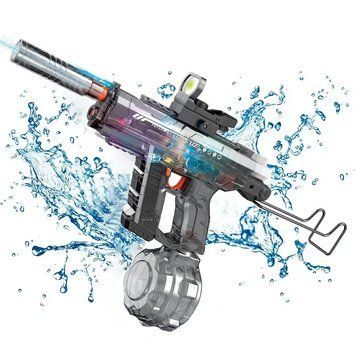 Игрушечный водный автомат на аккумуляторе 2 режима работы с подсветкой и глушителем UZI Water gun Коричневый 40895 фото