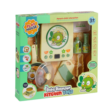 Ігровий набір дитячого посуду з інтерактивною плитою Baby Dinosaurs Kitchen Toys 11 предметів 31360 фото