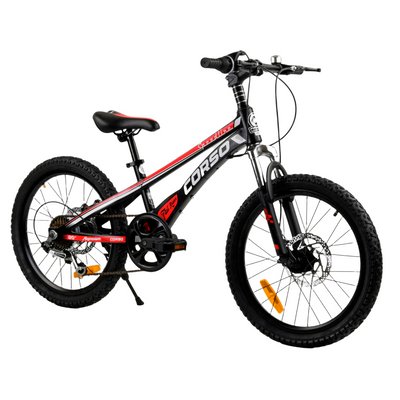 Гірський дитячий велосипед 6-10 років 20 дюймів Corso Speedline Чорний з червоним 21802 фото