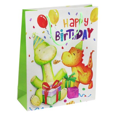 Подарунковий пакет День народження Динозаври 32 x 26 21078 фото