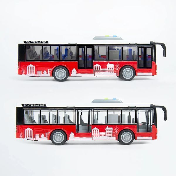 Детская инерционная игрушка автобус с подсветкой и звуковыми эффектами City Bus Красный 44127 фото