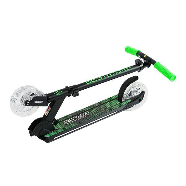 Складаний дитячий двоколісний самокат із підсвічуванням деки Best Scooter Зелений 34414 фото