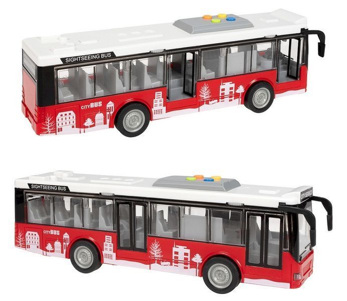 Детская инерционная игрушка автобус с подсветкой и звуковыми эффектами City Bus Красный 44127 фото