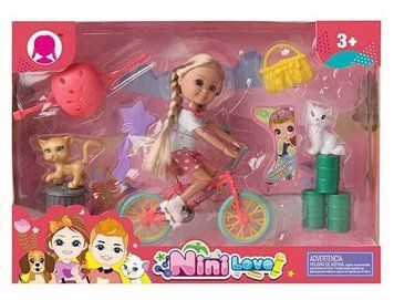 Игровой набор для девочки Кукла с питомцами Велосипедная прогулка Nini Love 33467 фото