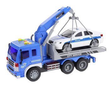 Машинка спецтехніка Евакуатор із поліцейською машинкою Wrecker Truck Синій 30700 фото