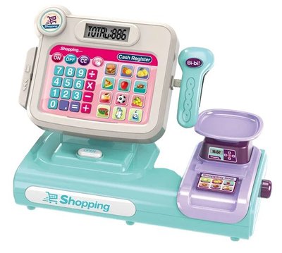 Дитячий касовий апарат із калькулятором і аксесуарами на батарейках Shopping Time Блакитний 32871 фото