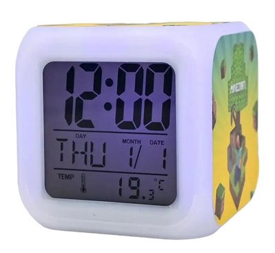 Дитячий настільний годинник будильник із підсвіткою Майнкрафт 33917 фото