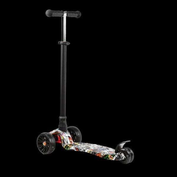 Самокат трехколесный со светящимися колесами Best Scooter Черный Вид 3 26080 фото