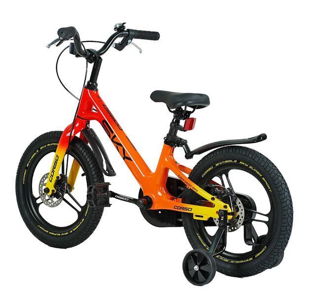 Дитячий велосипед із додатковими колесами 16 дюймів 4-7 років Corso Sky Жовтогарячий 34597 фото