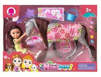 Игровой набор для девочки Кукла с лошадкой и аксессуарами Nini Love Серый 33468 фото