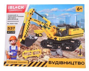 Конструктор Екскаватор IBLOCK Будівництво 537 деталей (PL-920-109) 28646 фото