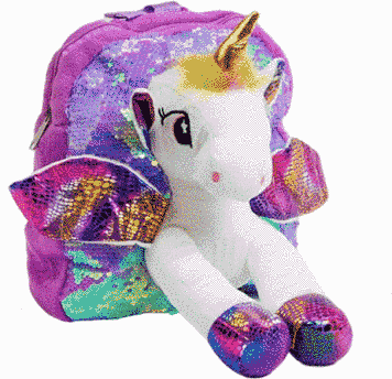 Дитячий рюкзак Єдиноріг із паєтками Фіолетовий 25680 фото