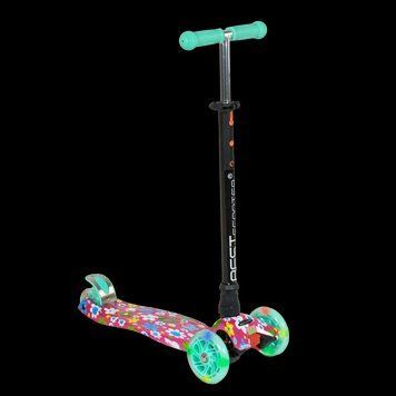Трехколесный самокат со светящимися колесами Best Scooter Бирюзовый с розовым 25870 фото