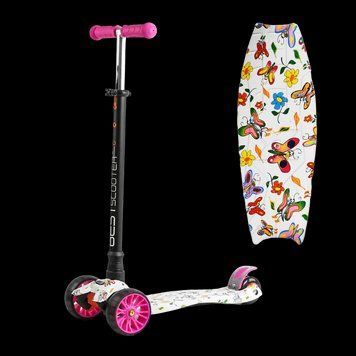 Самокат трехколесный со светящимися колесами Best Scooter Розовый с белым 26081 фото