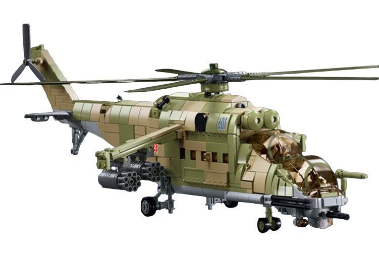 Конструктор военный вертолет МИ-24S SLUBAN 893 детали 31192 фото