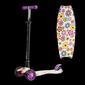 Самокат трехколесный со светящимися колесами Best Scooter Фиолетовый с белым 26082 фото