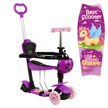 Трехколесный самокат для девочки Best Scooter 5 в 1 Уникорн 22204 фото