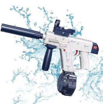 Электрический водный пистолет на аккумуляторе с глушителем и прицелом Water Gun Синий 35312 фото