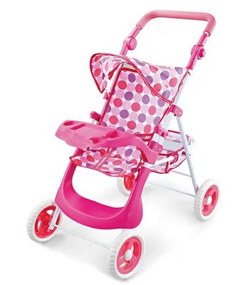 Дитяча коляска для ляльок і пупсів із козирком і кошиком Рожевий 32540 фото