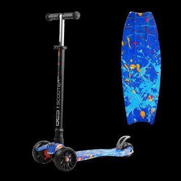 Самокат трехколесный со светящимися колесами Best Scooter Черный с синим Вид 3 26083 фото