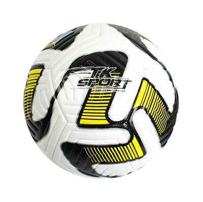 Футбольний м'яч 5 розмір TK Sport 420 г Білий з жовтим 28966 фото