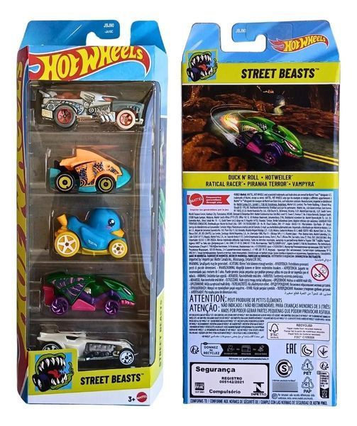Подарочный Набор машинок Хот Вилс Hot Wheels Монстры Street Beasts 5 шт. 43627 фото