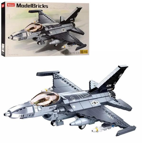 Конструктор военный самолет Истребитель F-16 Sluban Model Bricks 521 деталь 31580 фото
