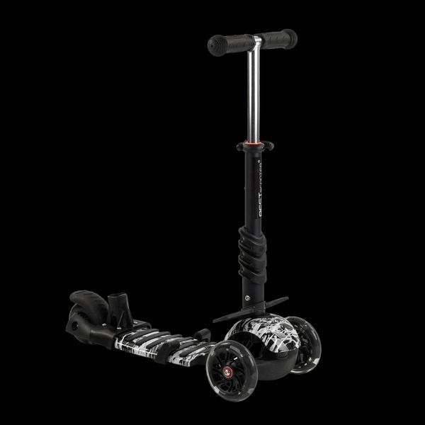 Трехколесный самокат со светящимися колесами и родительской ручкой 5 в 1 Best Scooter Черный с белым Вид 1 25928 фото